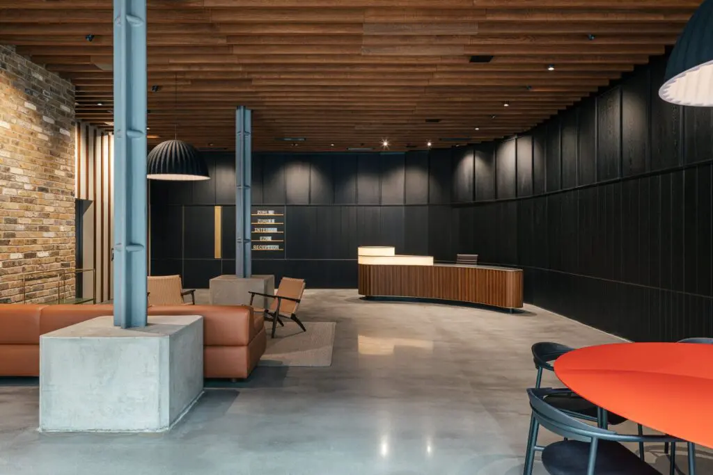 Contemporary office reception lighting design
