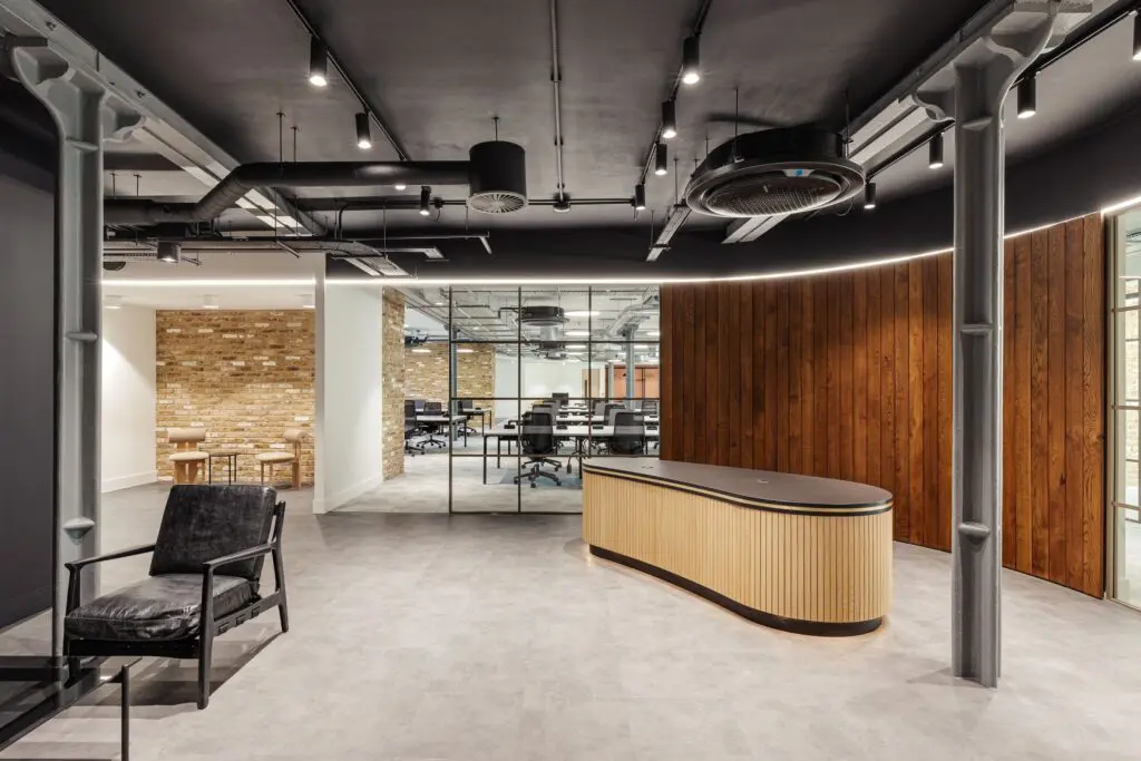 Contemporary office reception lighting design